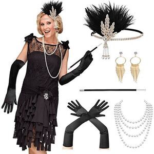 5PCS 1920s Accessories Flapper Great Gatsby Vintage Retro Costume Set NEW